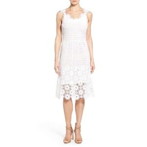 Elie Tahari White Cotton Lace Embroidered Dress